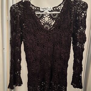 Joseph Women’s Brown Crochet V-Neck Top
